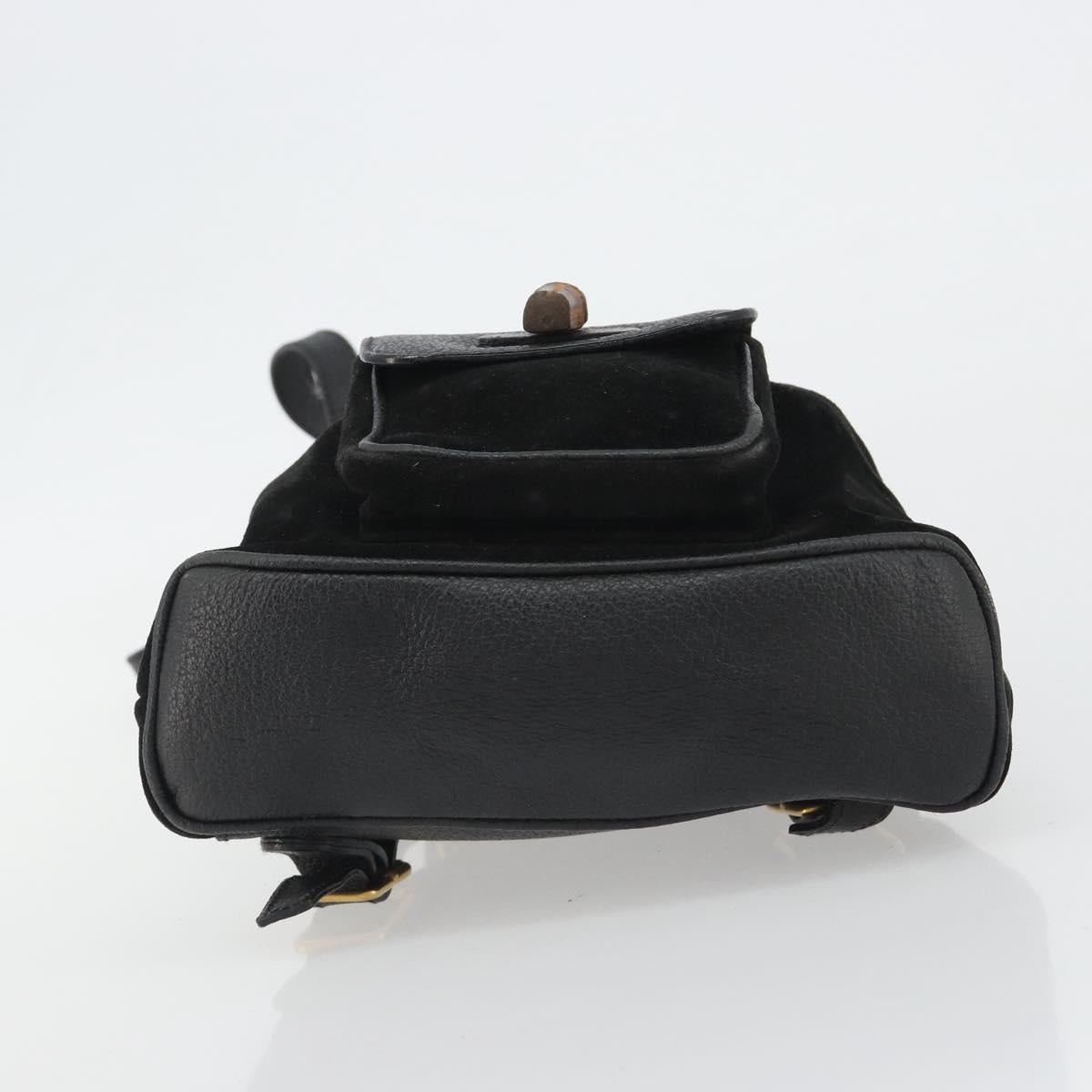 GUCCI Bamboo Backpack Suede Black Gold 003 1705 0030 Auth 189651