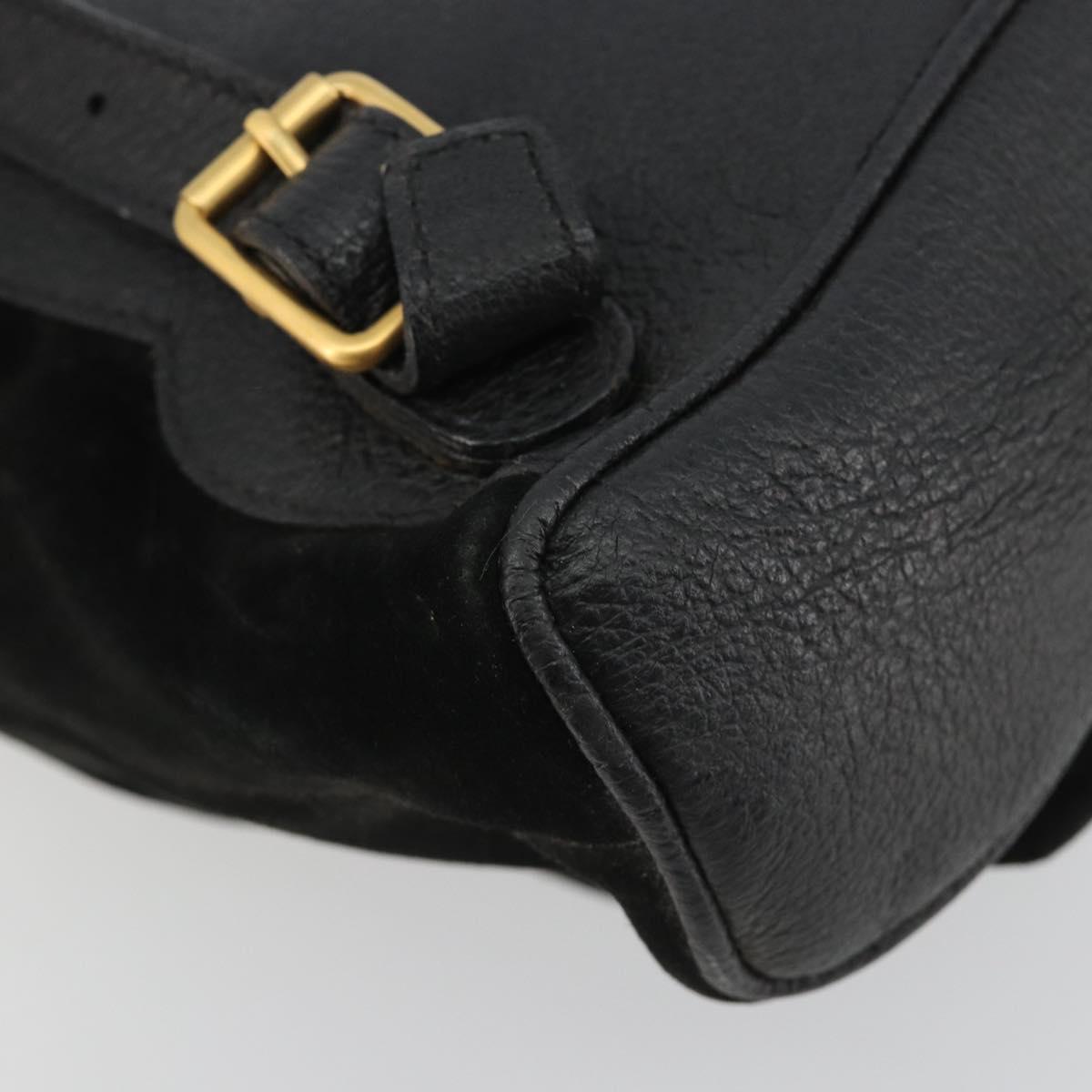 GUCCI Bamboo Backpack Suede Black Gold 003 1705 0030 Auth 189651