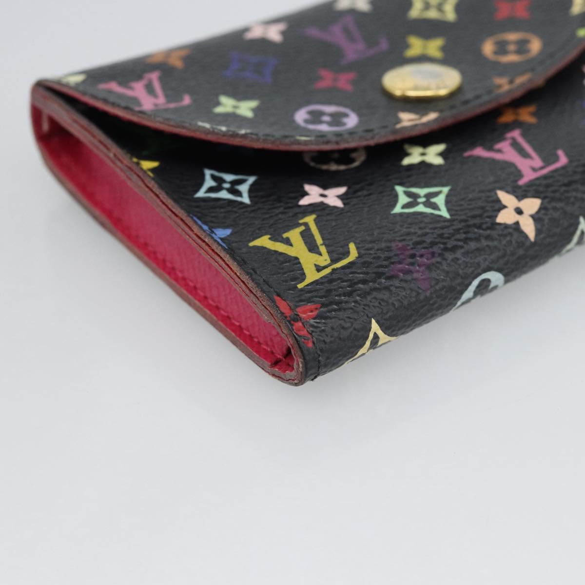 LOUIS VUITTON Multicolor Envelope Carte de Visite Case Black M66561 Auth 189659
