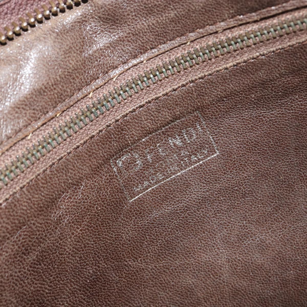 FENDI Zucca Canvas Shoulder Bag Brown Black Auth 189662