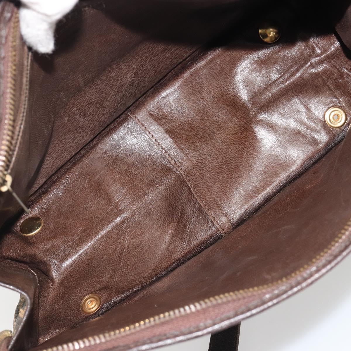 FENDI Zucca Canvas Shoulder Bag Brown Black Auth 189662