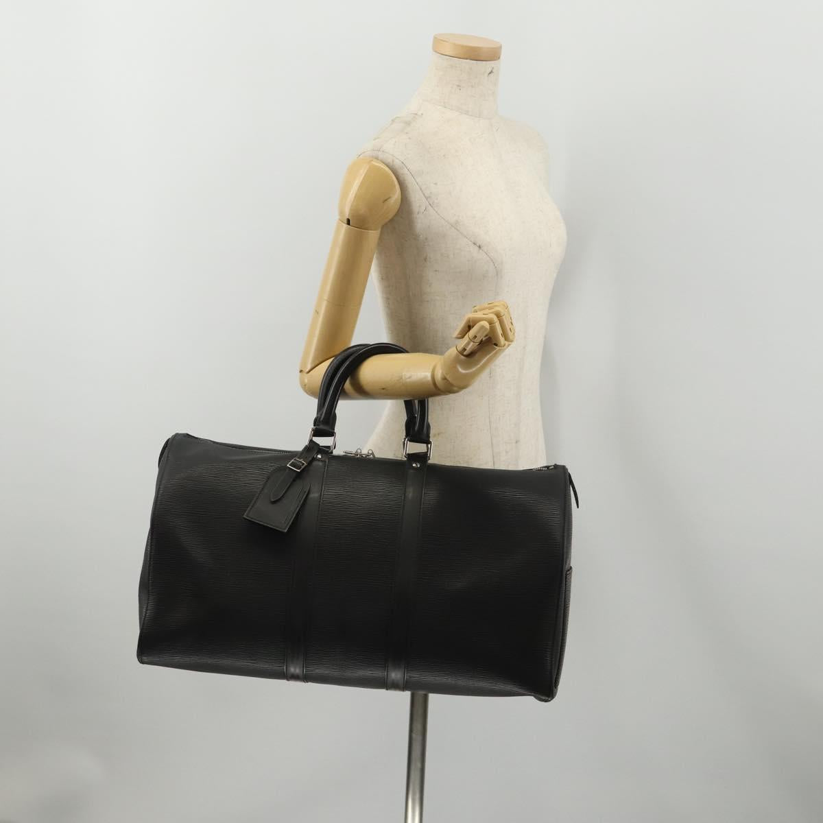 LOUIS VUITTON Epi Keepall 45 Boston Bag Black M42972 LV Auth 189677