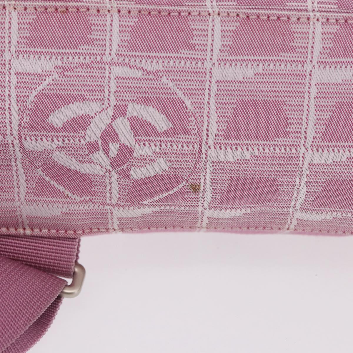 CHANEL New Travel Line Backpack Canvas 2way Pink Silver CC Auth 189678A