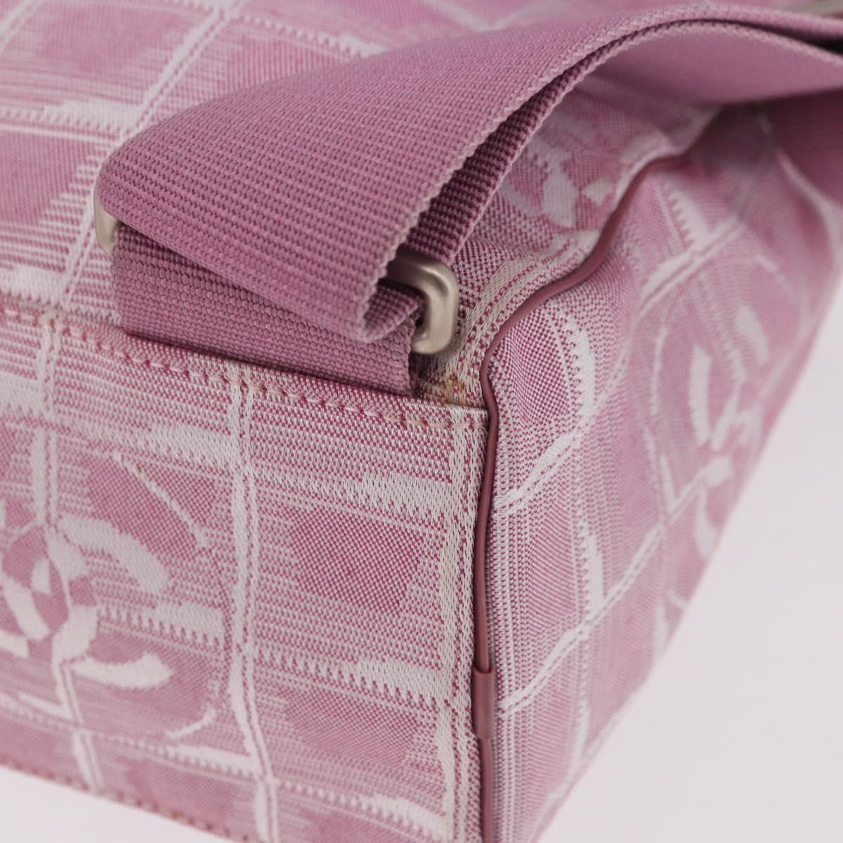 CHANEL New Travel Line Backpack Canvas 2way Pink Silver CC Auth 189678A