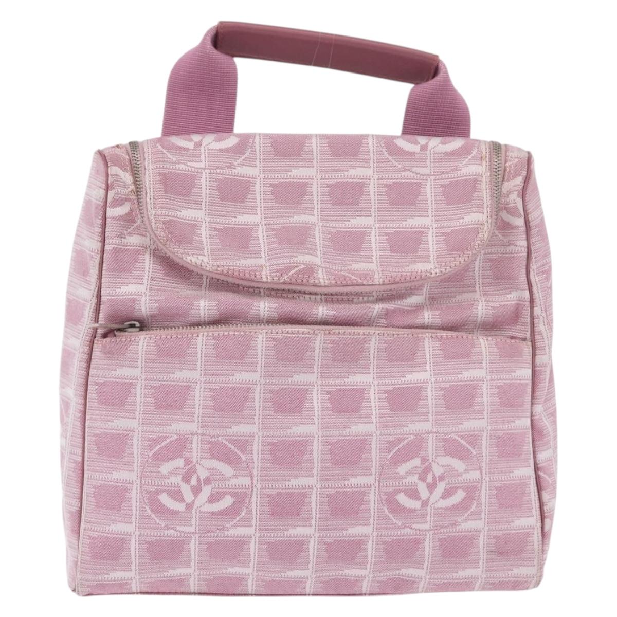 CHANEL New Travel Line Backpack Canvas 2way Pink Silver CC Auth 189678A
