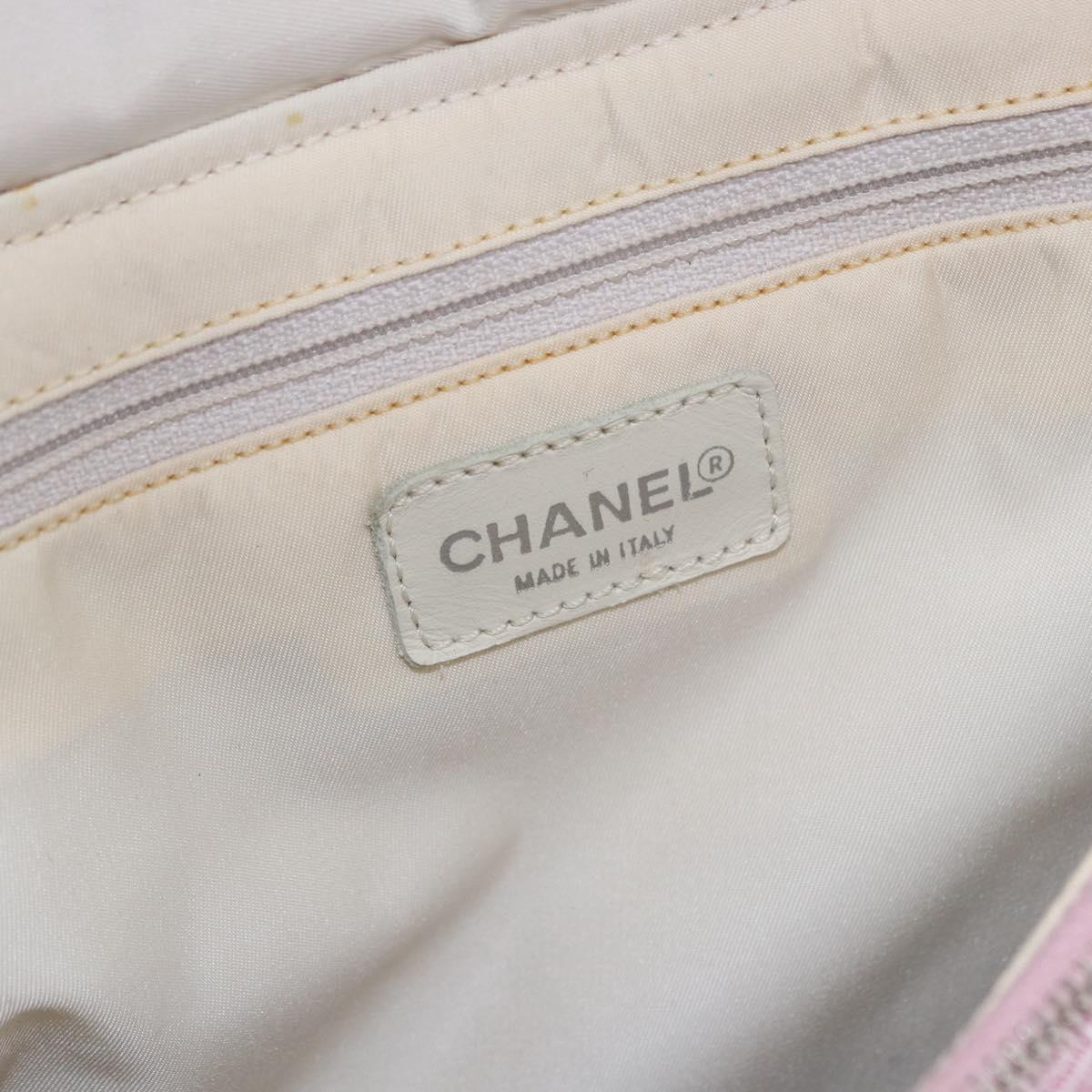 CHANEL New Travel Line Backpack Canvas 2way Pink Silver CC Auth 189678A