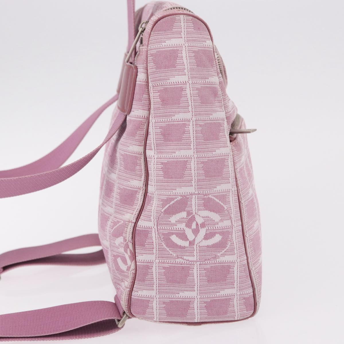 CHANEL New Travel Line Backpack Canvas 2way Pink Silver CC Auth 189678A