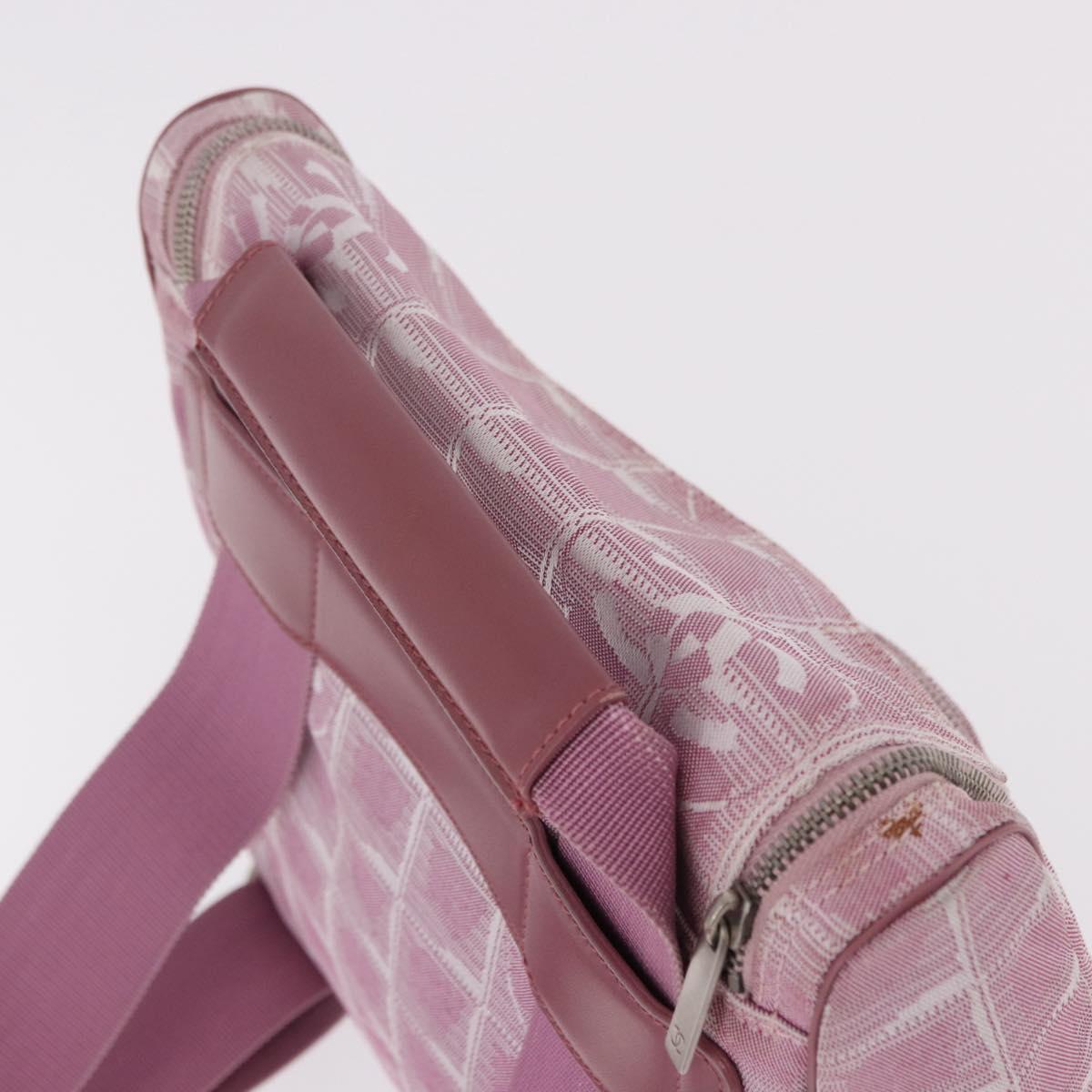 CHANEL New Travel Line Backpack Canvas 2way Pink Silver CC Auth 189678A