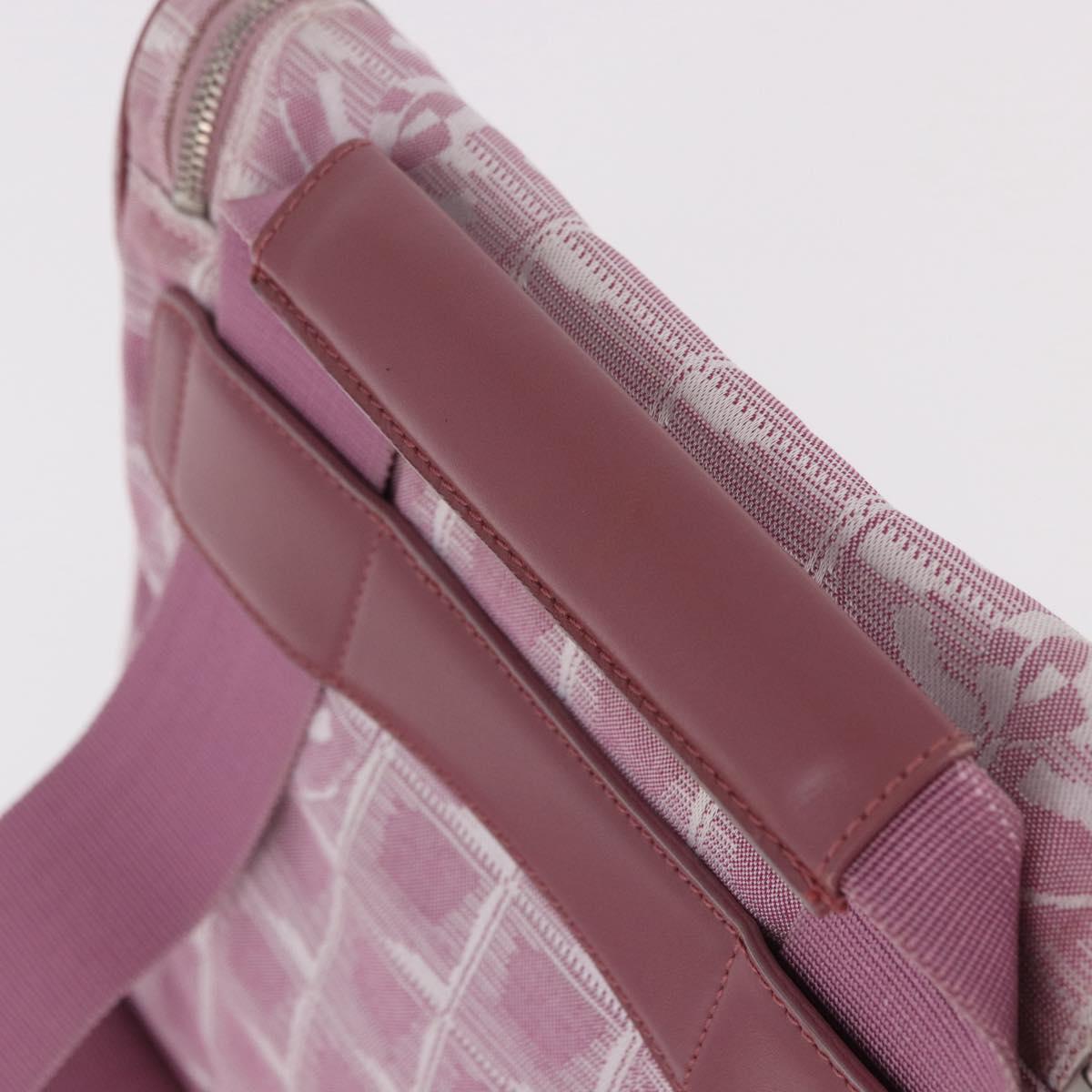 CHANEL New Travel Line Backpack Canvas 2way Pink Silver CC Auth 189678A