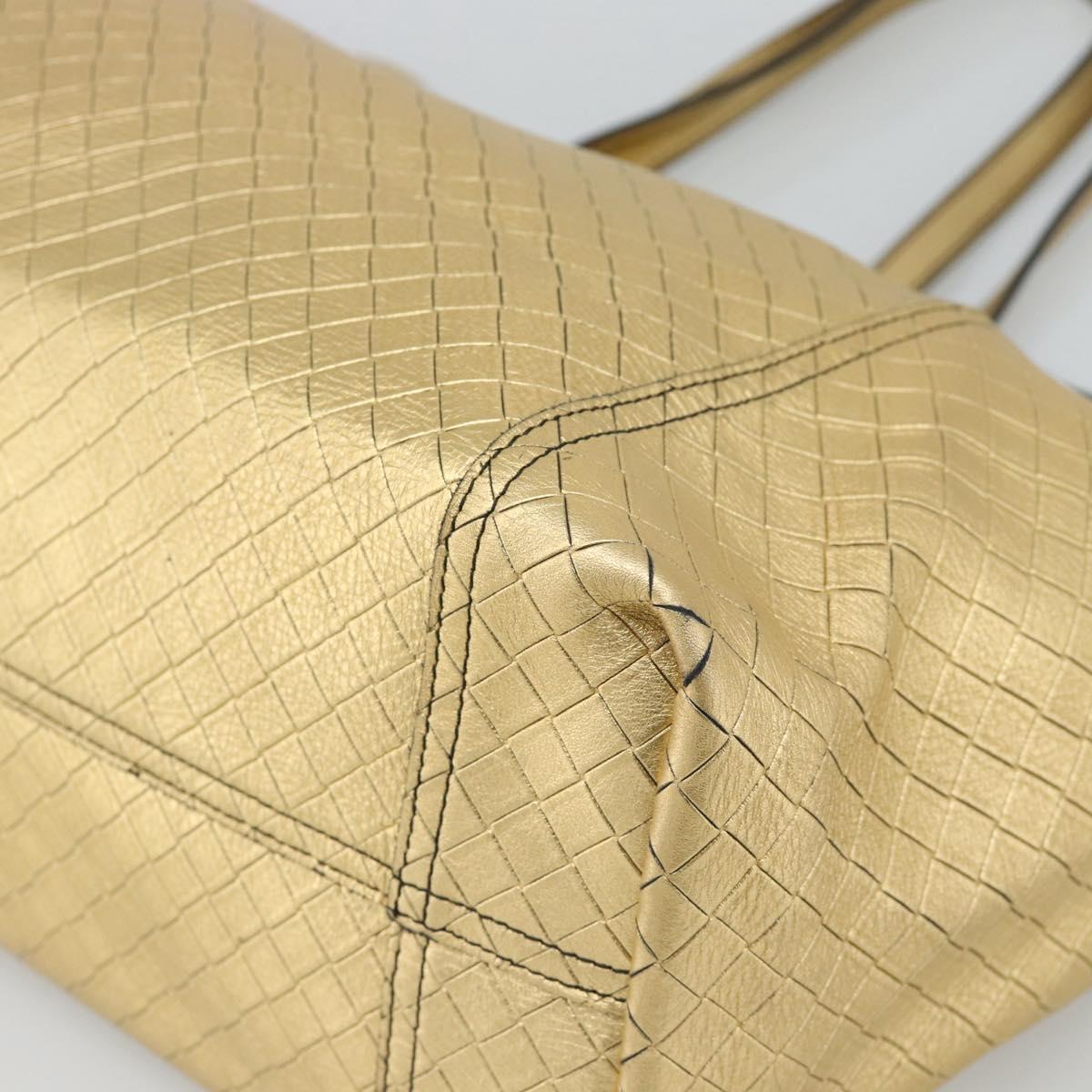 BOTTEGA VENETA INTRECCIATO Tote Bag Leather Gold Auth 189680A