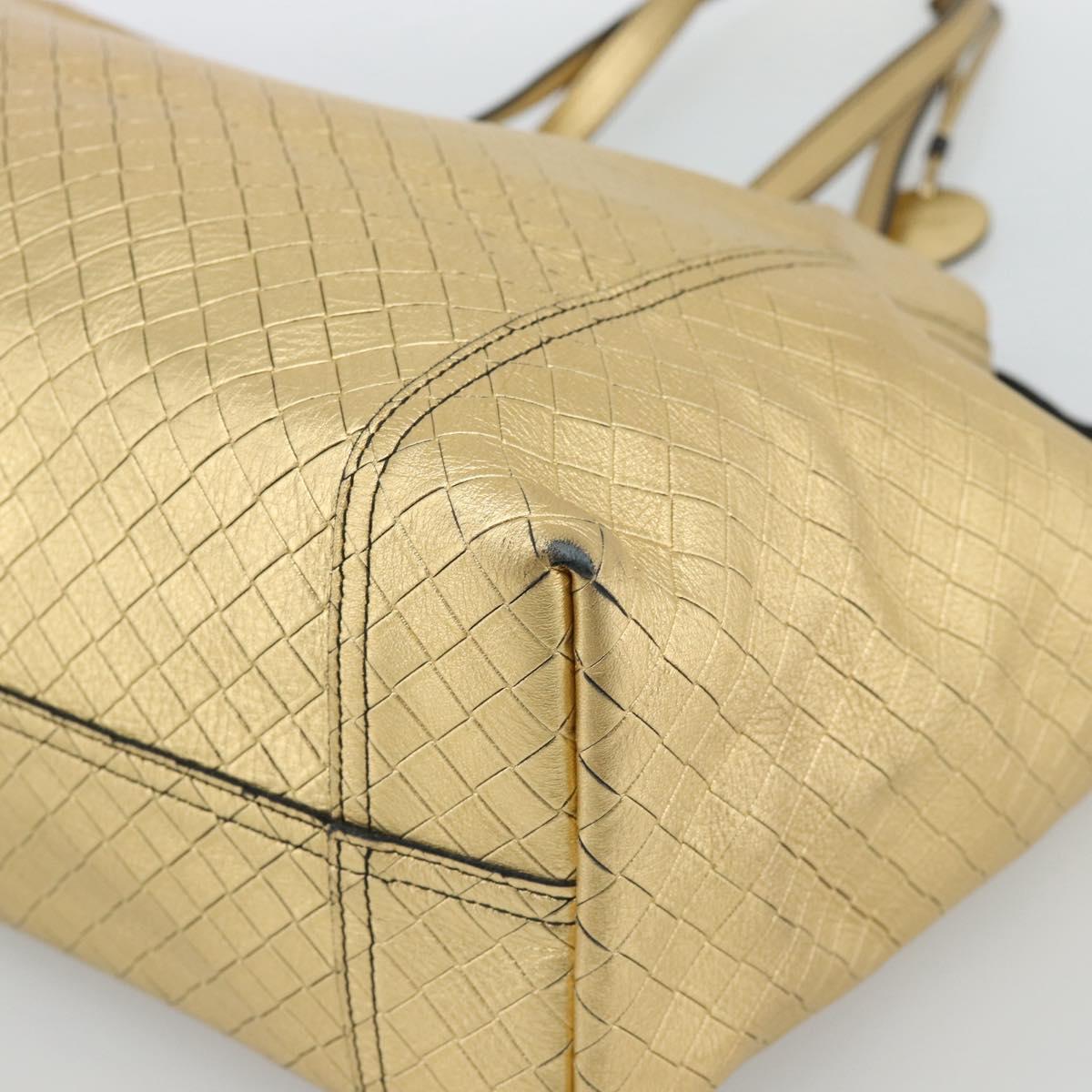BOTTEGA VENETA INTRECCIATO Tote Bag Leather Gold Auth 189680A