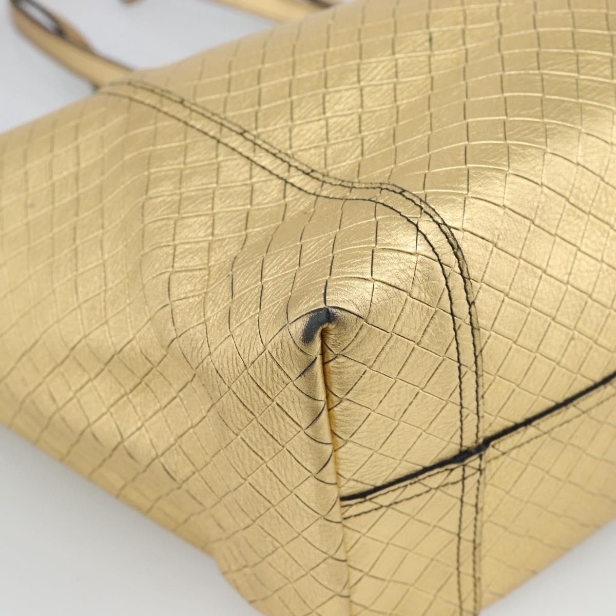 BOTTEGA VENETA INTRECCIATO Tote Bag Leather Gold Auth 189680A