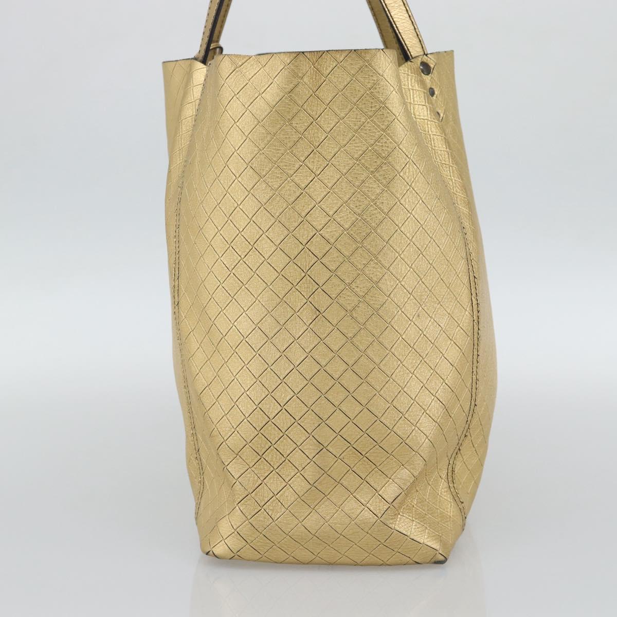BOTTEGA VENETA INTRECCIATO Tote Bag Leather Gold Auth 189680A