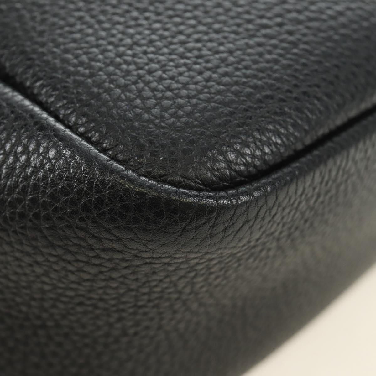 PRADA Hand Bag Vittero Dino Leather Black Silver Auth 189681SAM