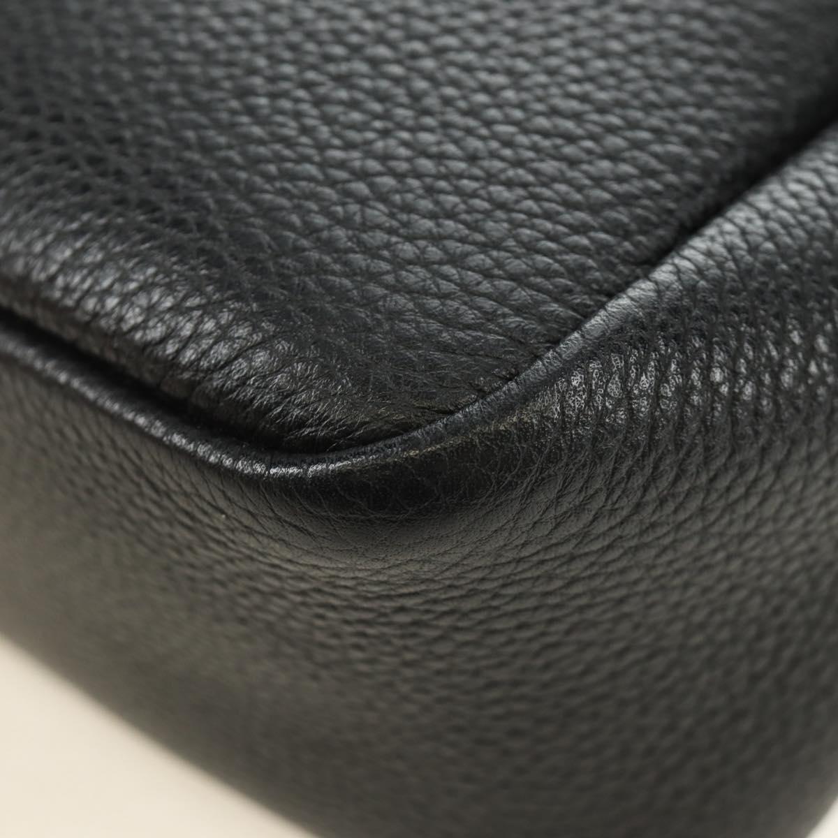 PRADA Hand Bag Vittero Dino Leather Black Silver Auth 189681SAM