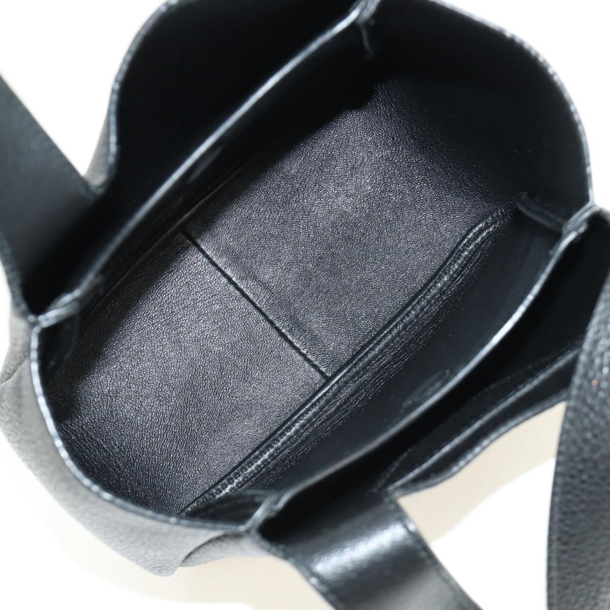 PRADA Hand Bag Vittero Dino Leather Black Silver Auth 189681SAM