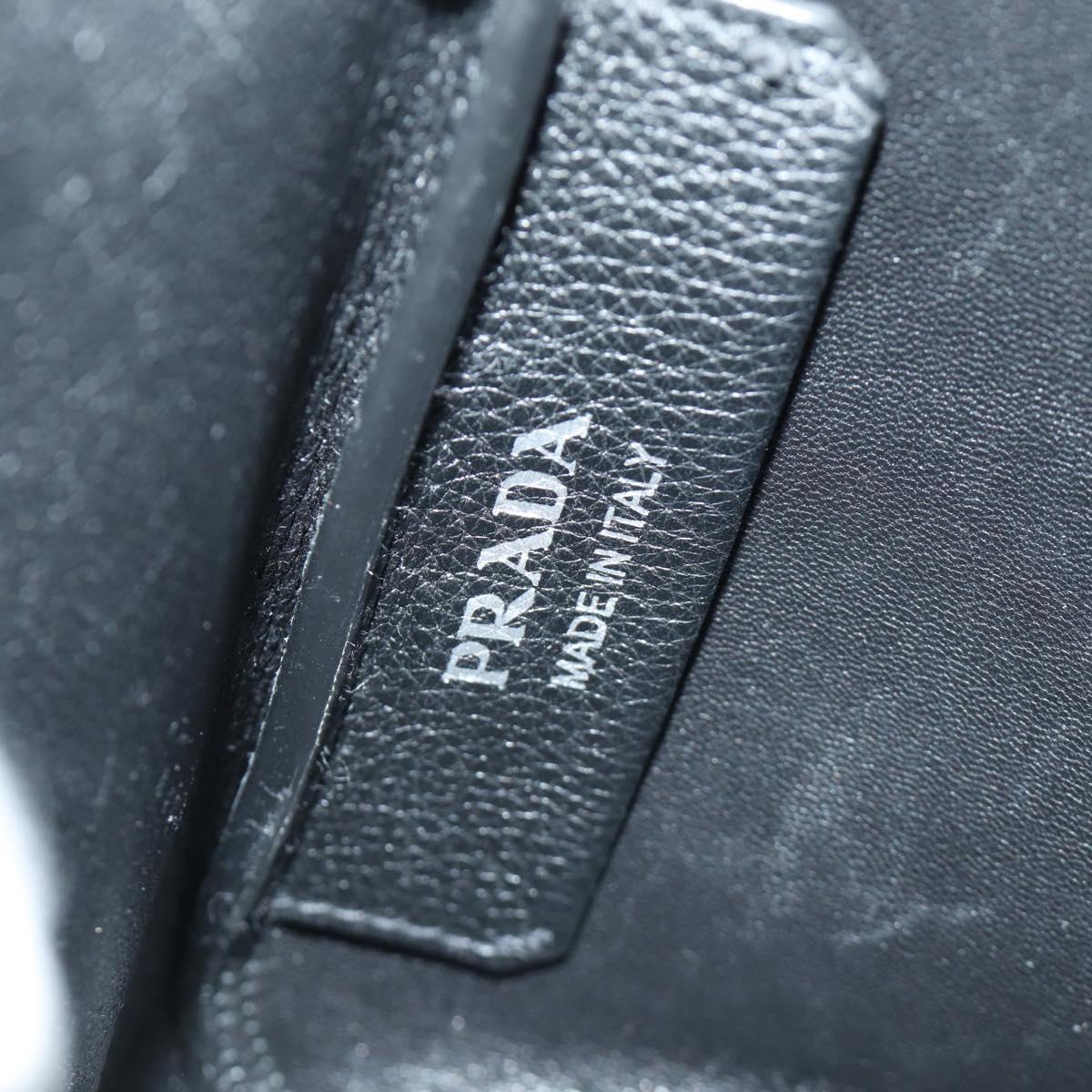PRADA Hand Bag Vittero Dino Leather Black Silver Auth 189681SAM