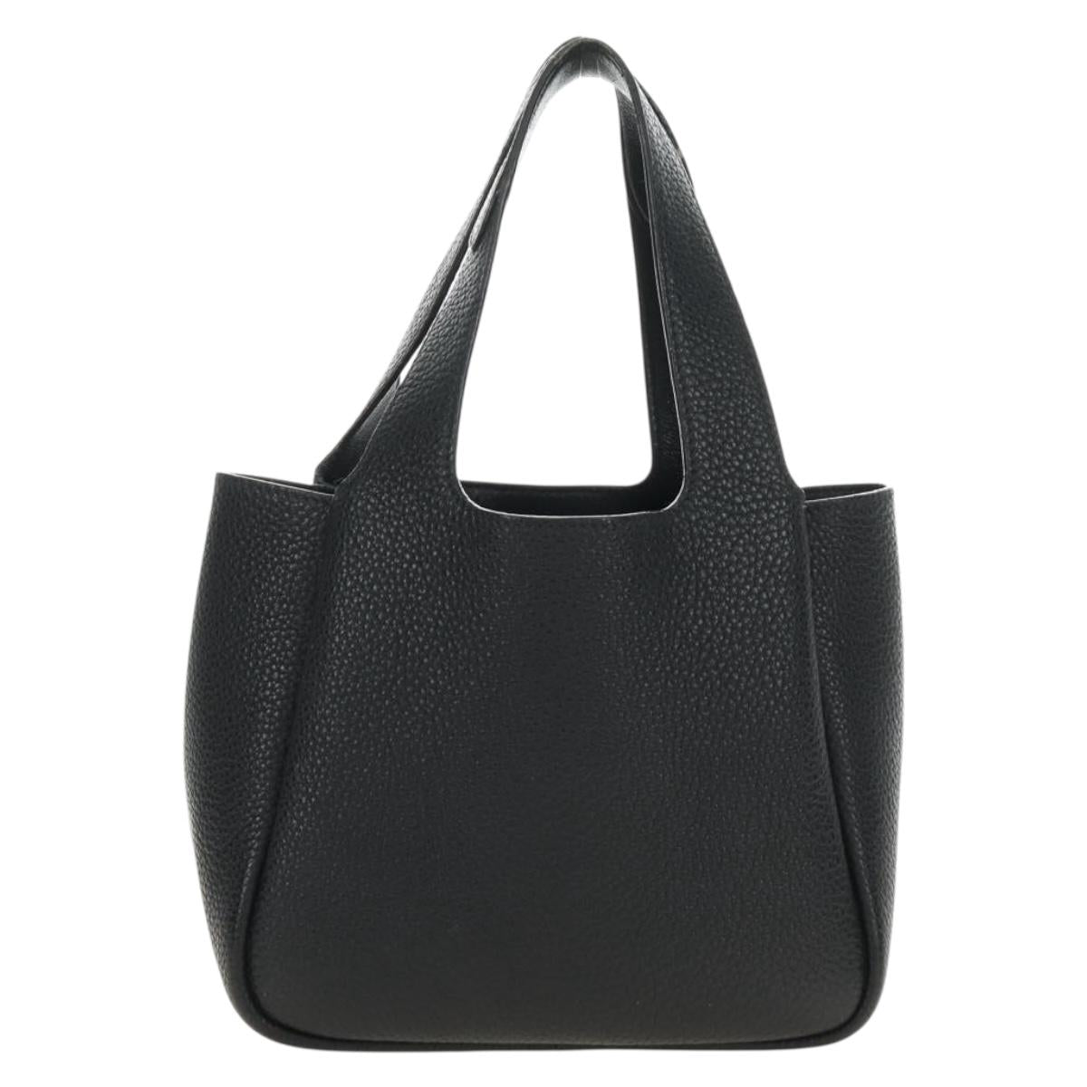 PRADA Hand Bag Vittero Dino Leather Black Silver Auth 189681SAM