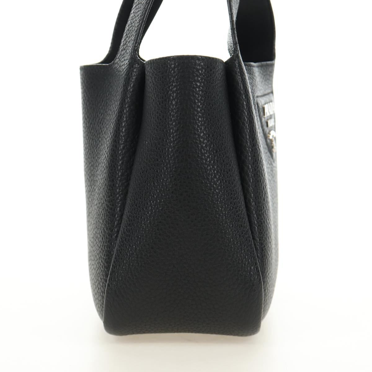 PRADA Hand Bag Vittero Dino Leather Black Silver Auth 189681SAM