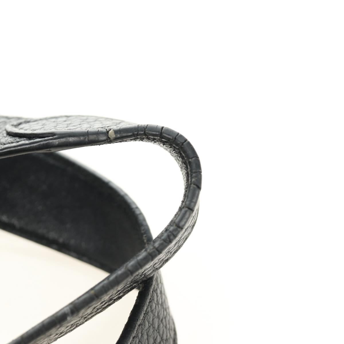 PRADA Hand Bag Vittero Dino Leather Black Silver Auth 189681SAM