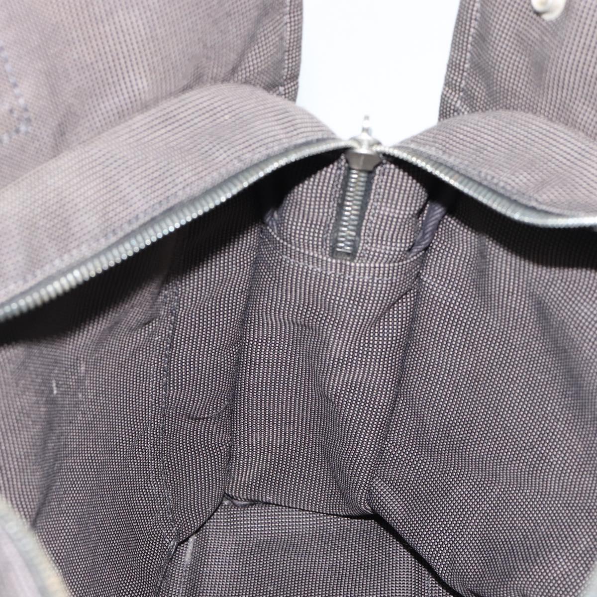 HERMES Her Line MM Hand Bag Canvas Gray Silver Auth 189685