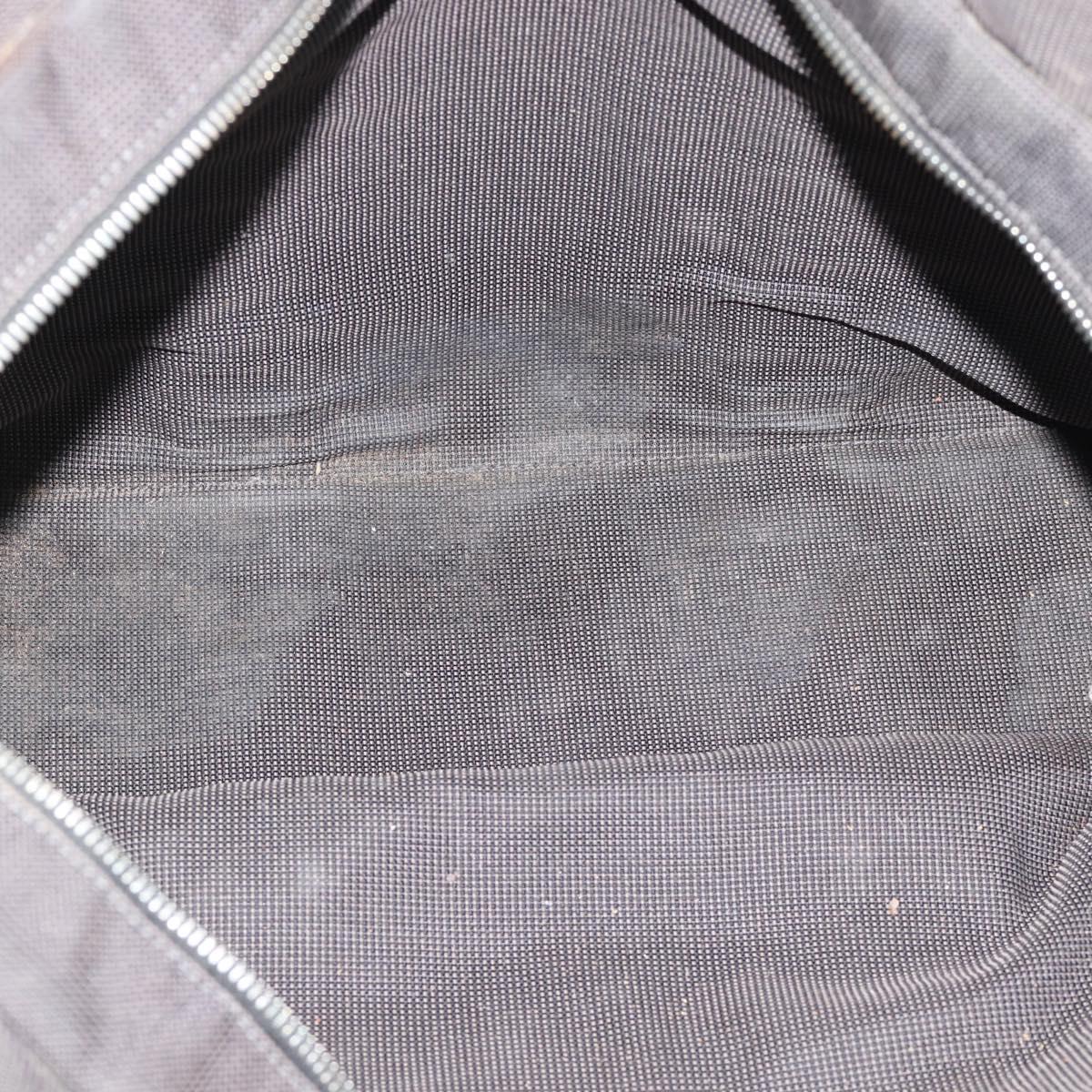 HERMES Her Line MM Hand Bag Canvas Gray Silver Auth 189686