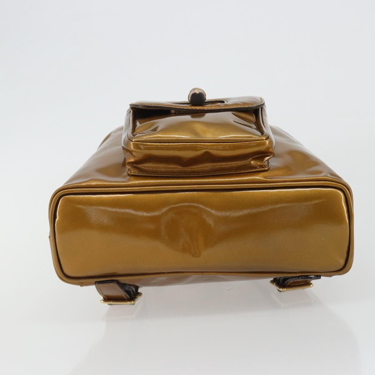 GUCCI Bamboo Backpack Patent Leather Bronze Gold 003 1705 0030 Auth 189694