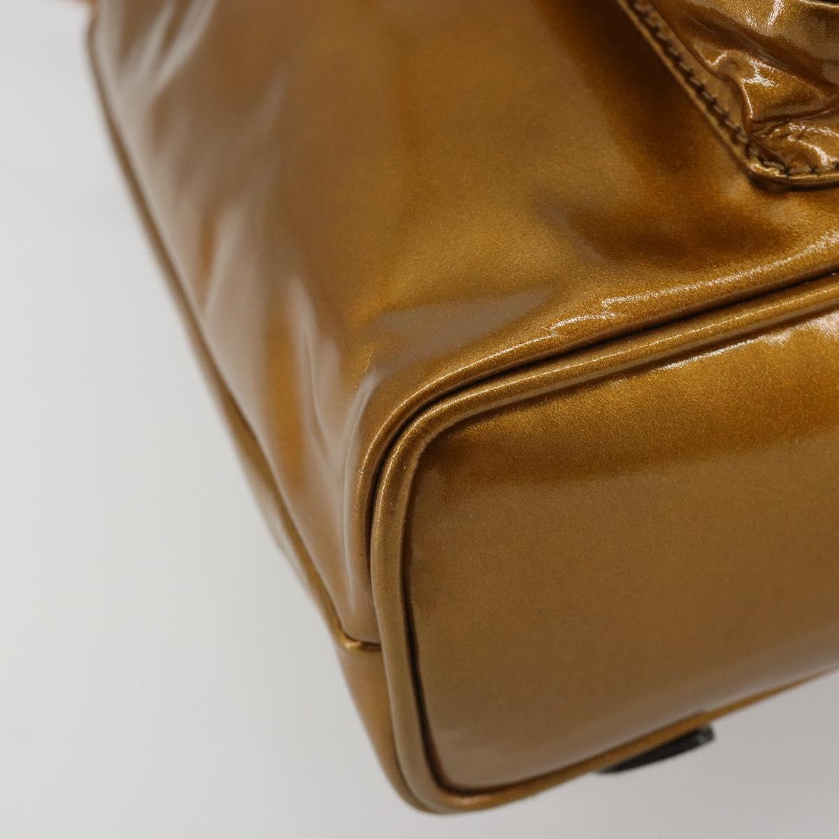 GUCCI Bamboo Backpack Patent Leather Bronze Gold 003 1705 0030 Auth 189694