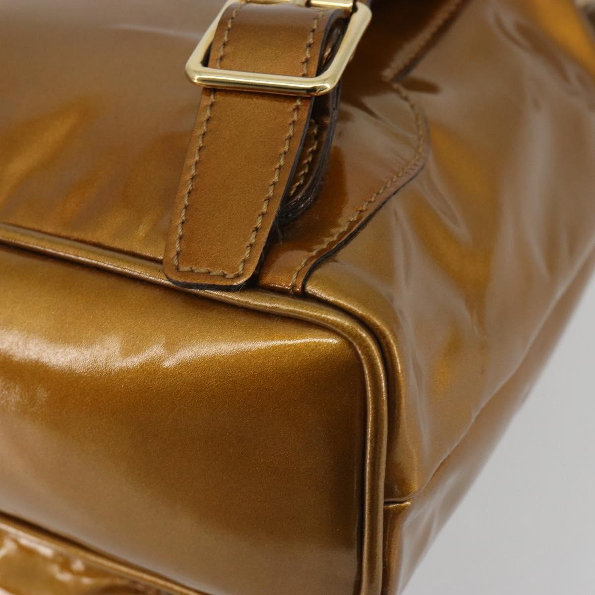 GUCCI Bamboo Backpack Patent Leather Bronze Gold 003 1705 0030 Auth 189694