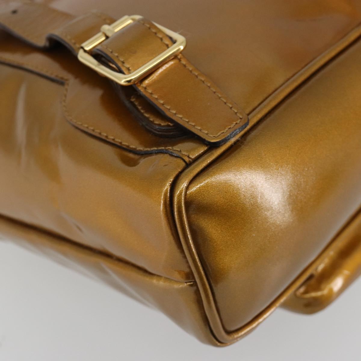 GUCCI Bamboo Backpack Patent Leather Bronze Gold 003 1705 0030 Auth 189694