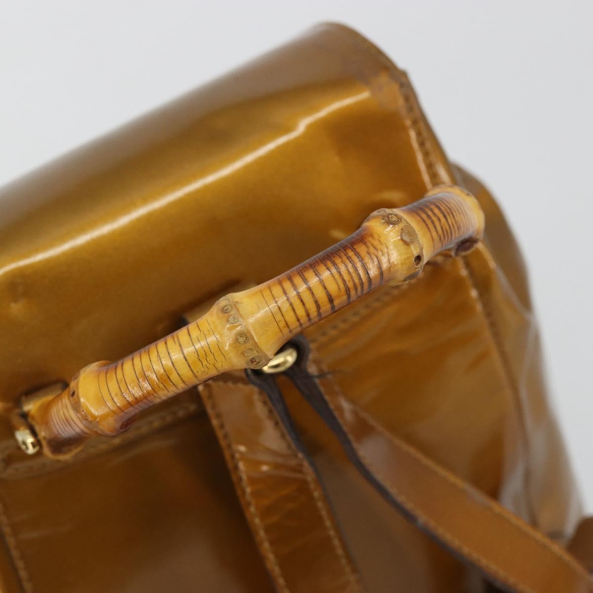 GUCCI Bamboo Backpack Patent Leather Bronze Gold 003 1705 0030 Auth 189694