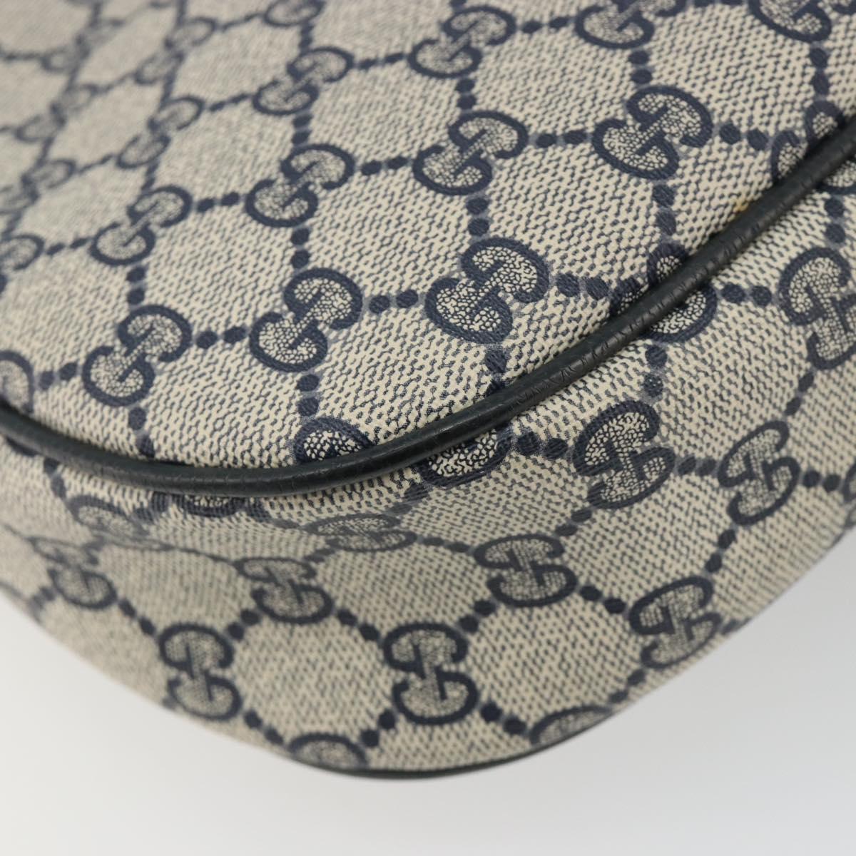 GUCCI GG Supreme Sherry Line Clutch Bag PVC Navy Gold 89 01 034 Auth 189696