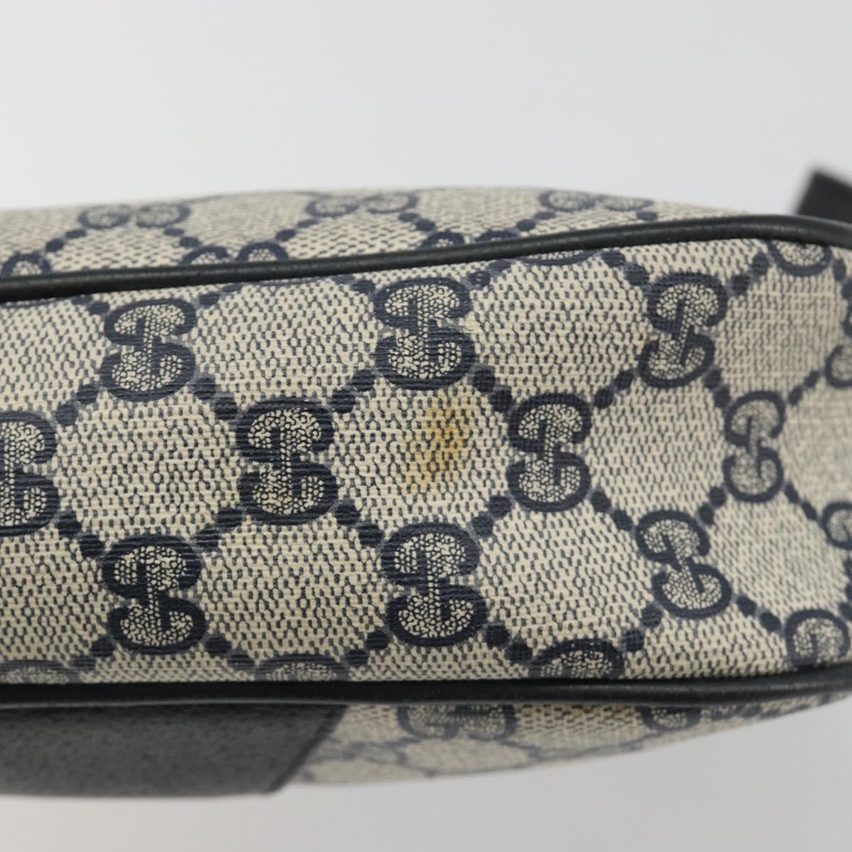 GUCCI GG Supreme Sherry Line Clutch Bag PVC Navy Gold 89 01 034 Auth 189696