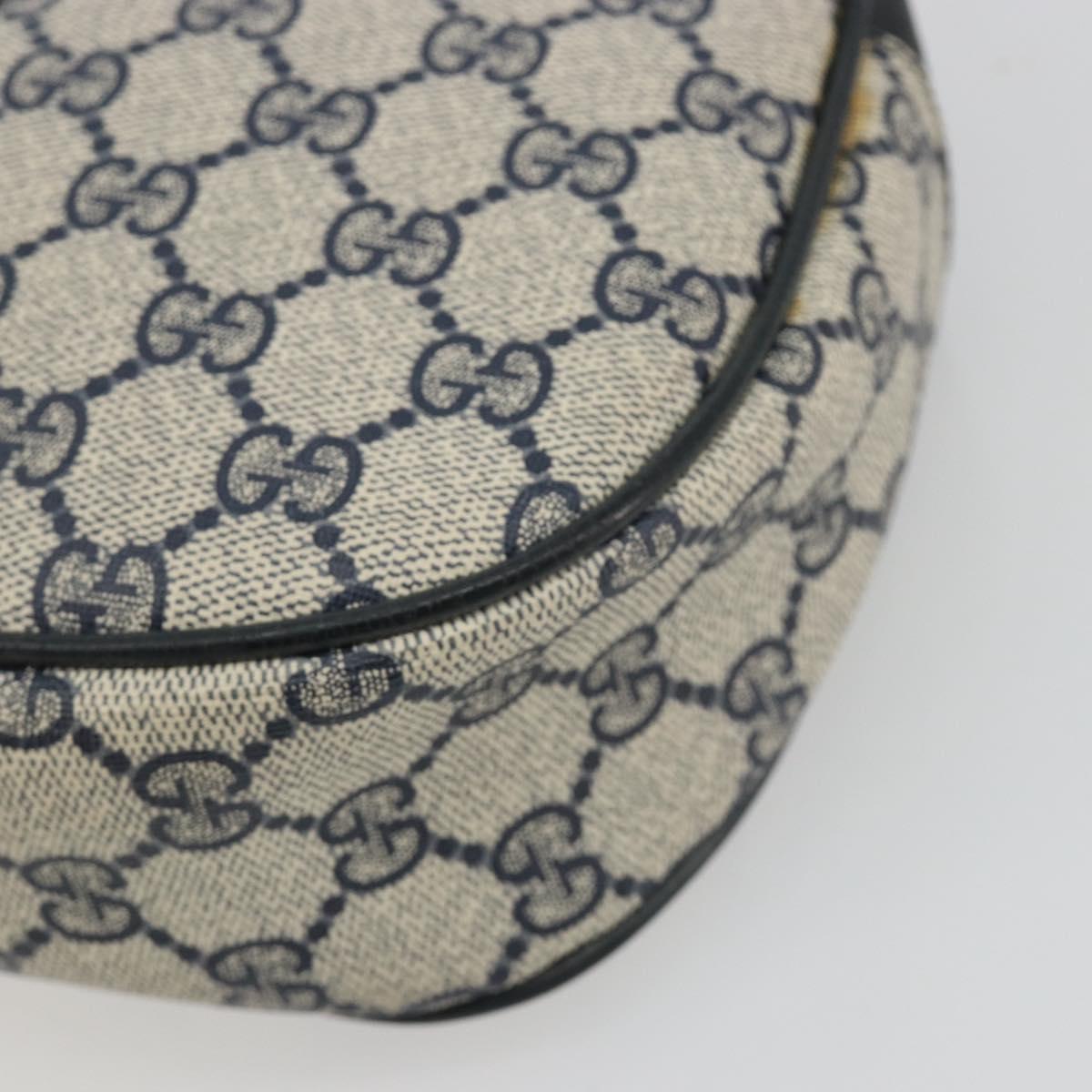 GUCCI GG Supreme Sherry Line Clutch Bag PVC Navy Gold 89 01 034 Auth 189696