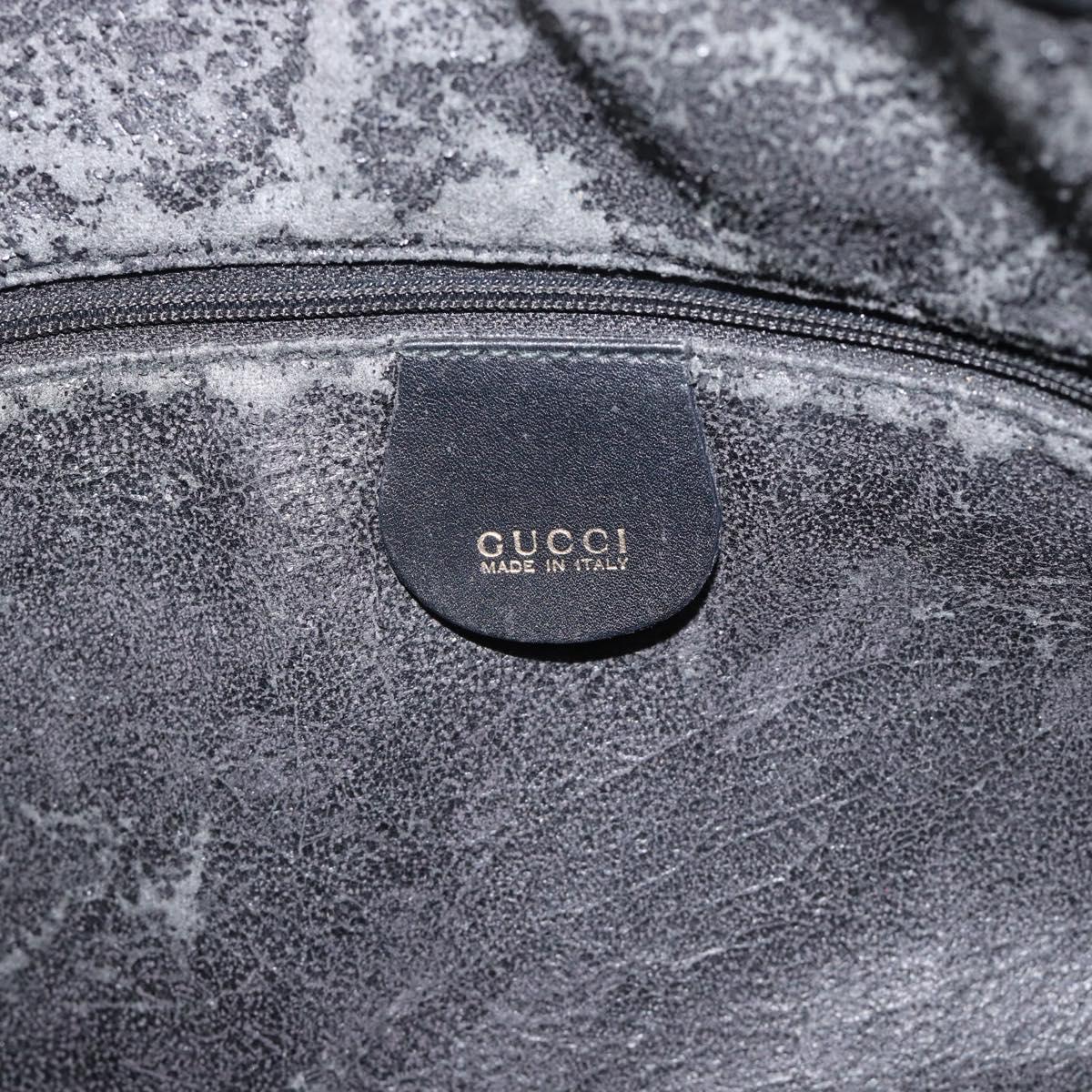 GUCCI Bamboo Shoulder Bag Suede 2way Black Gold 0013754 1638 Auth 189697