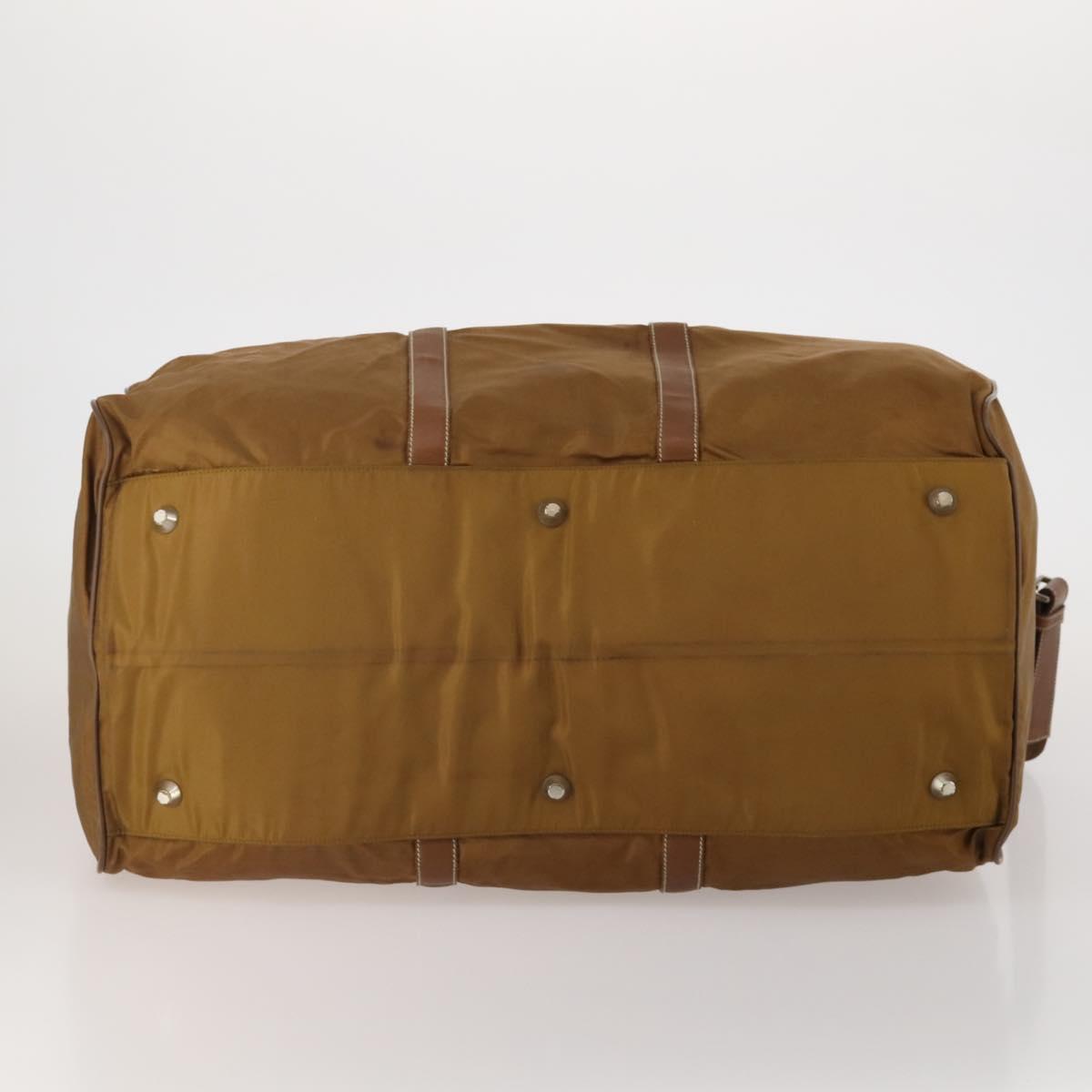 PRADA Boston Bag Nylon 2way Brown Silver Auth 189699