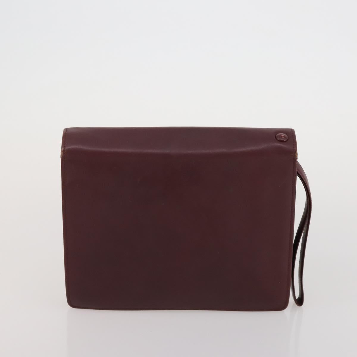 CARTIER Must Line Shoulder Bag Leather 5 Set Bordeaux Beige Auth 189700