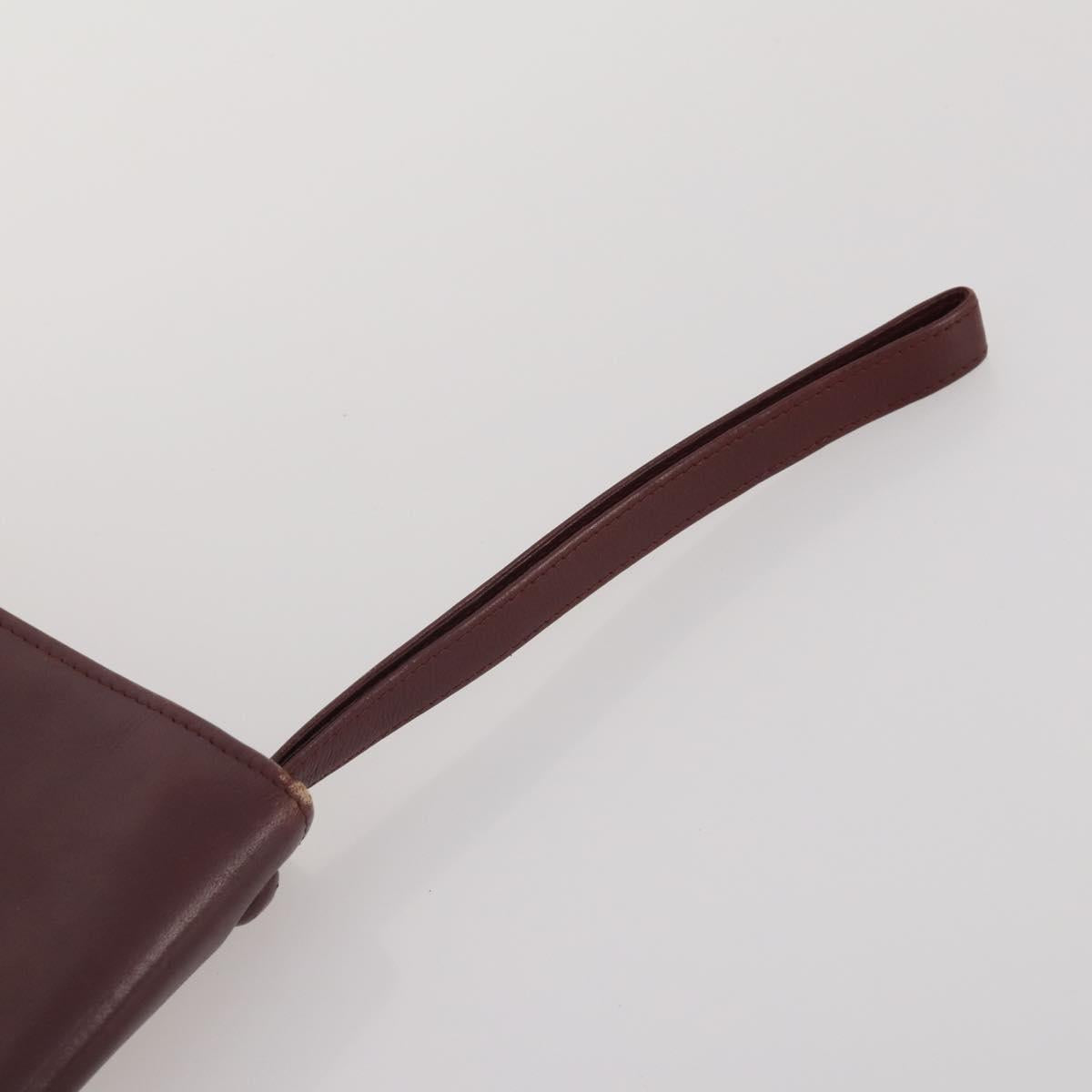 CARTIER Must Line Shoulder Bag Leather 5 Set Bordeaux Beige Auth 189700