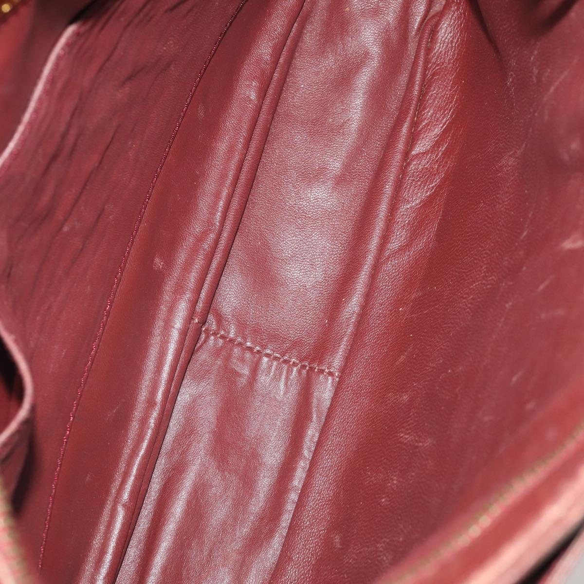 CARTIER Must Line Shoulder Bag Leather 5 Set Bordeaux Beige Auth 189700