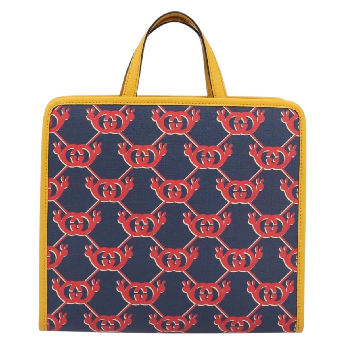 GUCCI GG Supreme Children's Hand Bag PVC Navy 605614 Auth 189710M