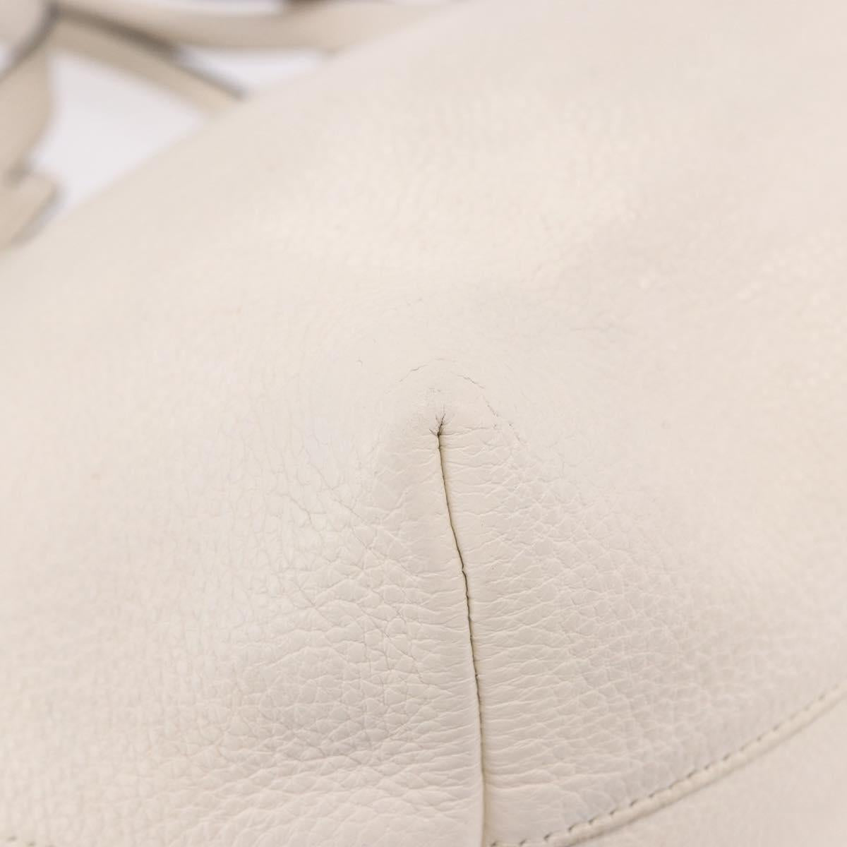 PRADA Hand Bag Vittero Dino Leather 2way White Gold Auth 189711A