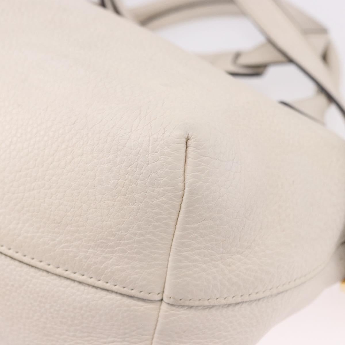 PRADA Hand Bag Vittero Dino Leather 2way White Gold Auth 189711A