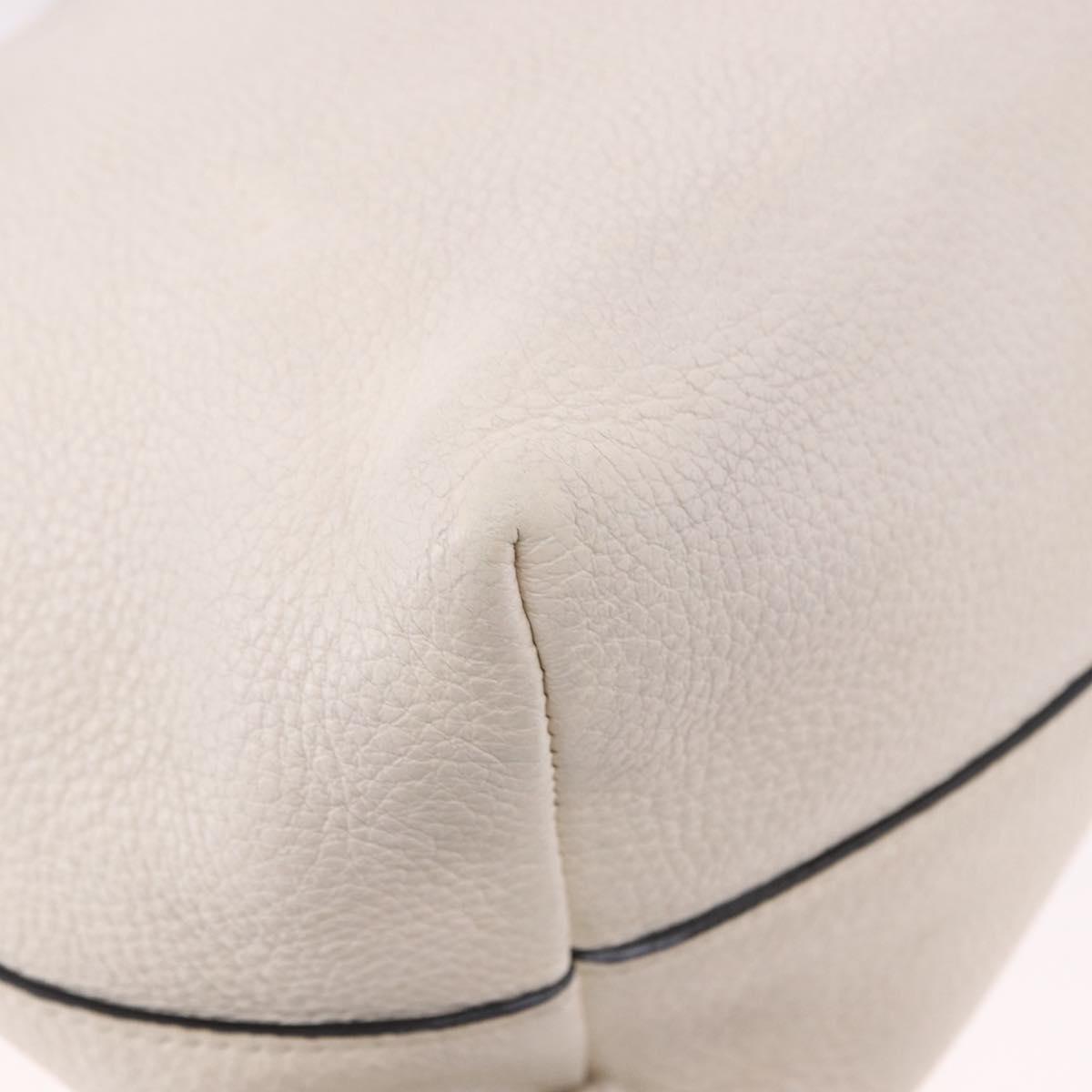 PRADA Hand Bag Vittero Dino Leather 2way White Gold Auth 189711A