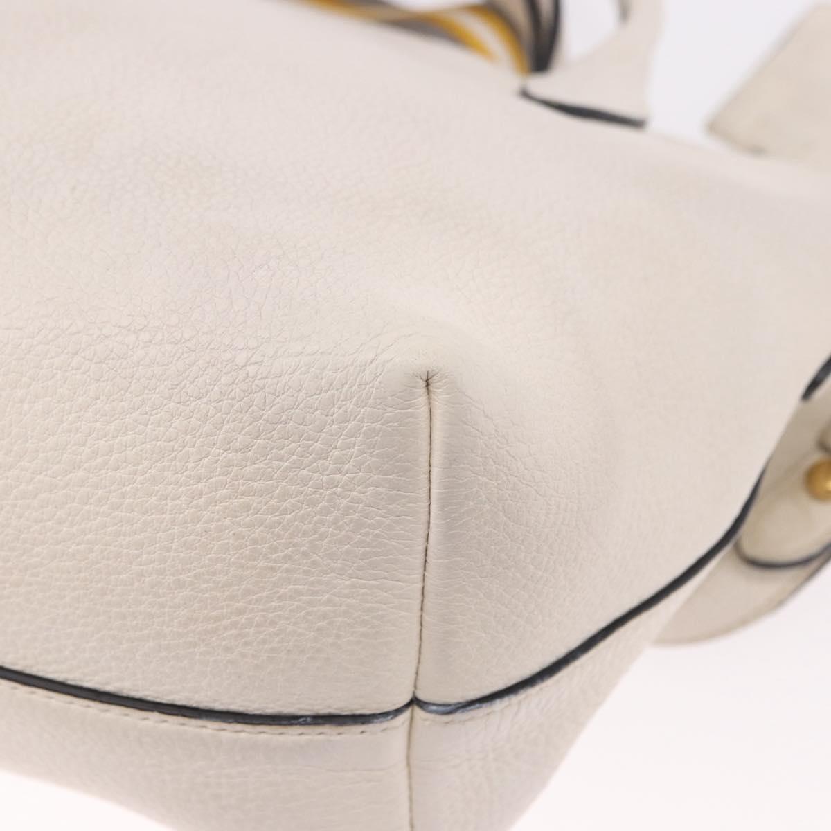 PRADA Hand Bag Vittero Dino Leather 2way White Gold Auth 189711A