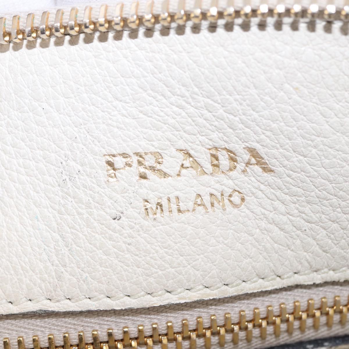 PRADA Hand Bag Vittero Dino Leather 2way White Gold Auth 189711A