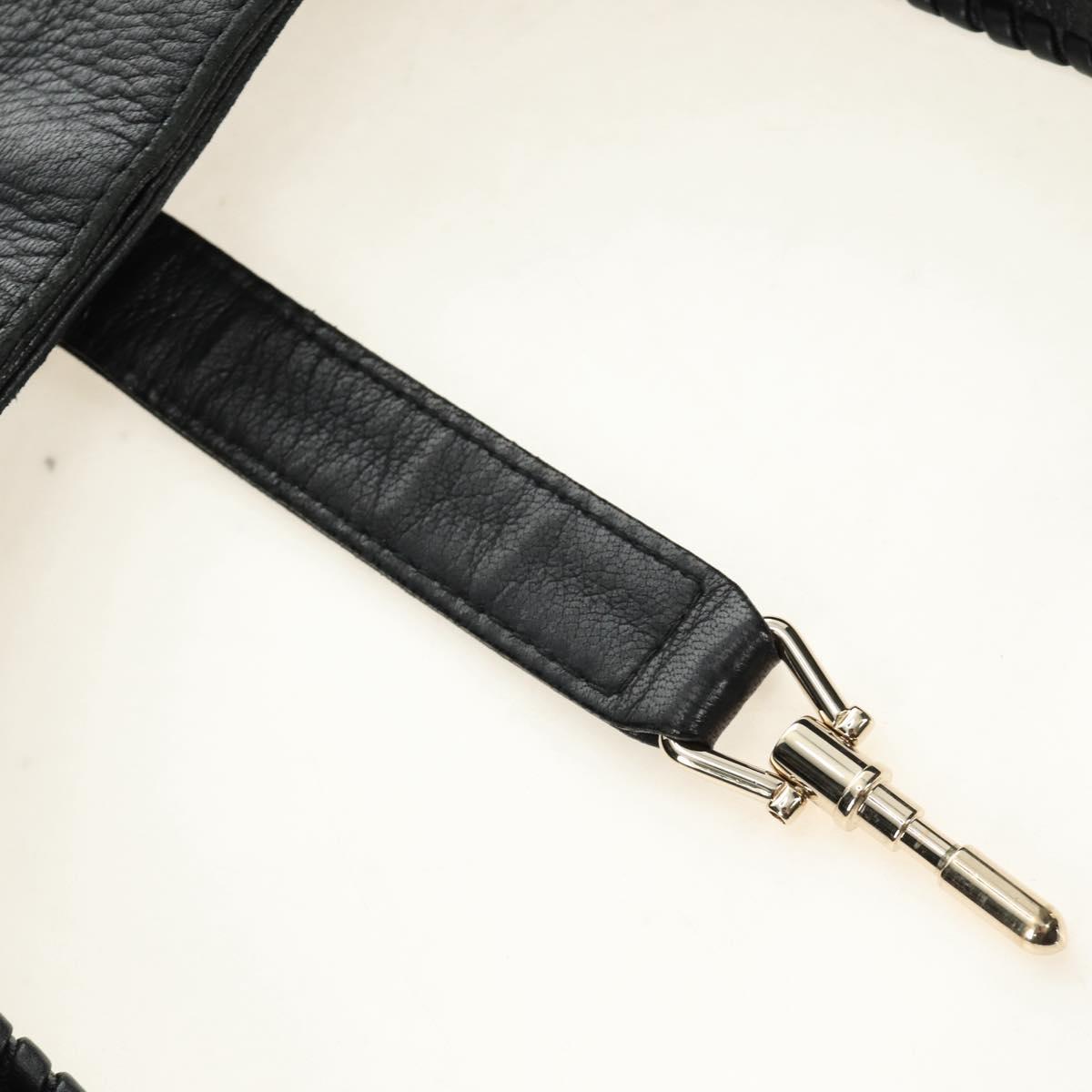 GUCCI Bamboo New Jackie Shoulder Bag Leather 2way Black Gold 246907 Auth 189713V
