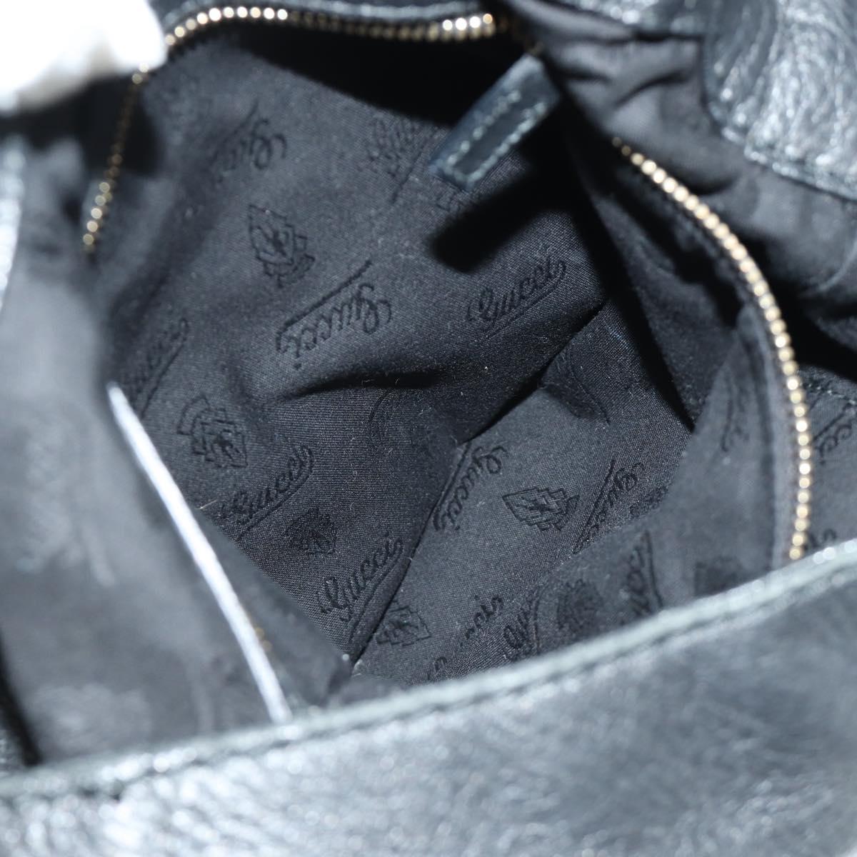GUCCI Bamboo New Jackie Shoulder Bag Leather 2way Black Gold 246907 Auth 189713V