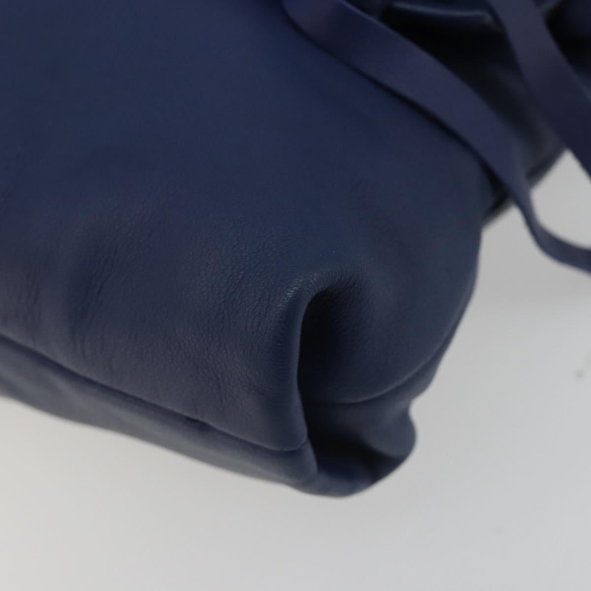 PRADA Shoulder Bag Leather Blue Silver Auth 189715A