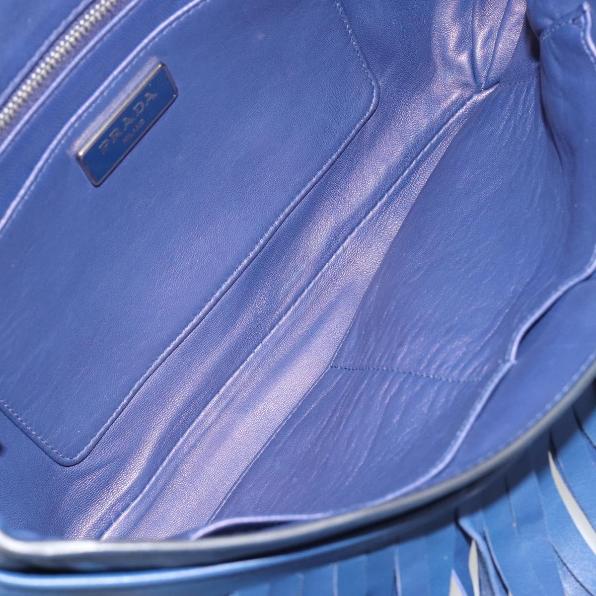 PRADA Shoulder Bag Leather Blue Silver Auth 189715A