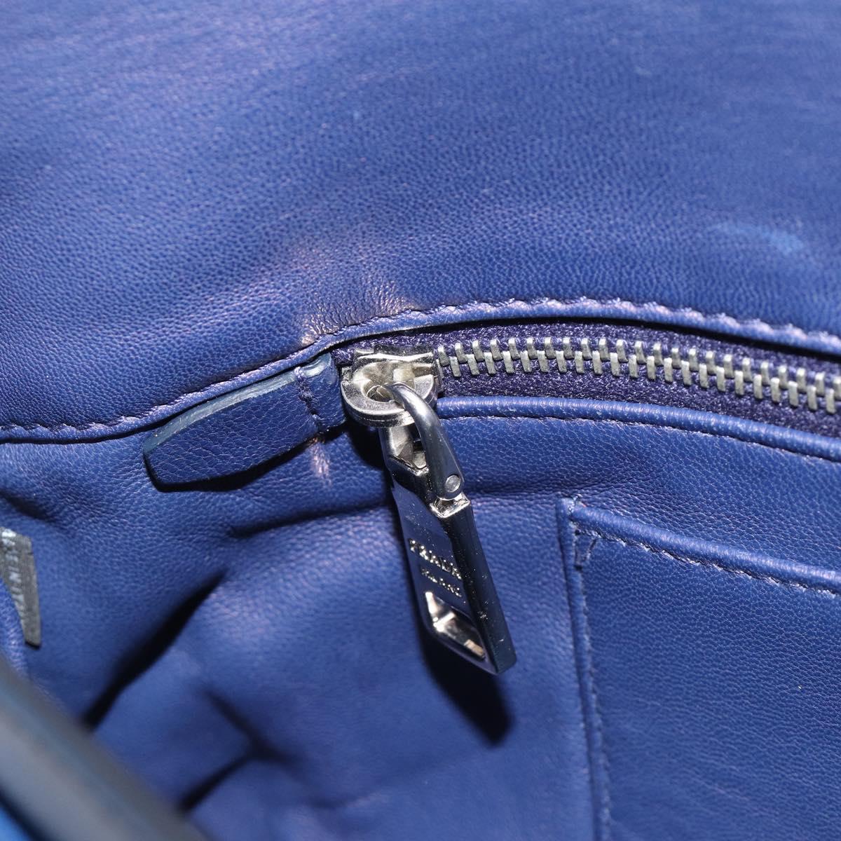 PRADA Shoulder Bag Leather Blue Silver Auth 189715A